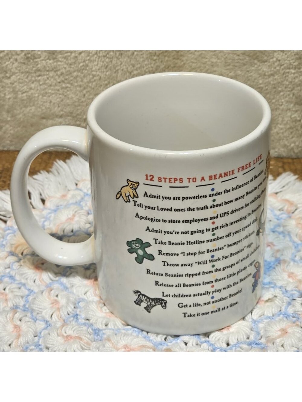 Beanie Ford Clinic Double Sided Mug 12 Steps To A Beanie Baby Free Life